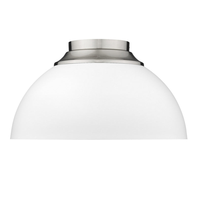 Golden 6956-FM PW-WHT Three Light Flush Mount, Pewter