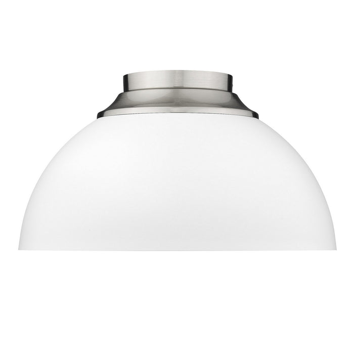 Golden 6956-FM PW-WHT Three Light Flush Mount, Pewter