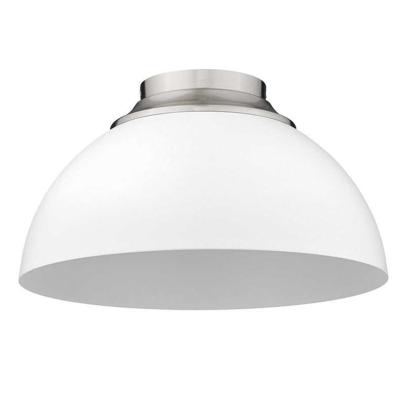 Golden 6956-FM PW-WHT Three Light Flush Mount, Pewter
