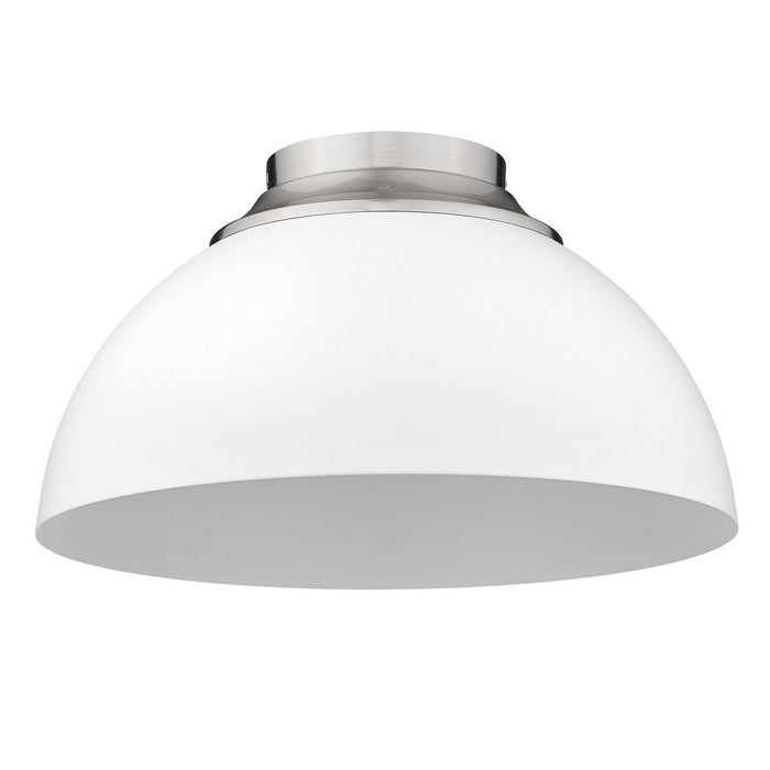 Golden 6956-FM PW-WHT Three Light Flush Mount, Pewter