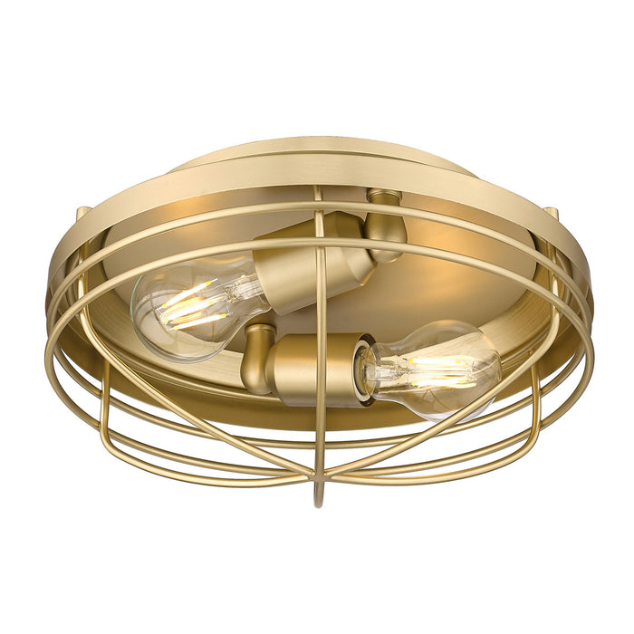 Golden 9808-FM BCB Two Light Flush Mount, Brushed Champagne Bronze