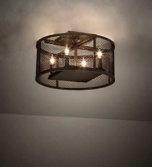 Meyda Tiffany 233547 Four Light Flushmount, Brown Metallic