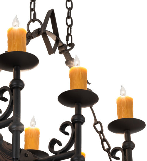 Meyda Tiffany 234824 12 Light Chandelier, Wrought Iron/Wood Grain