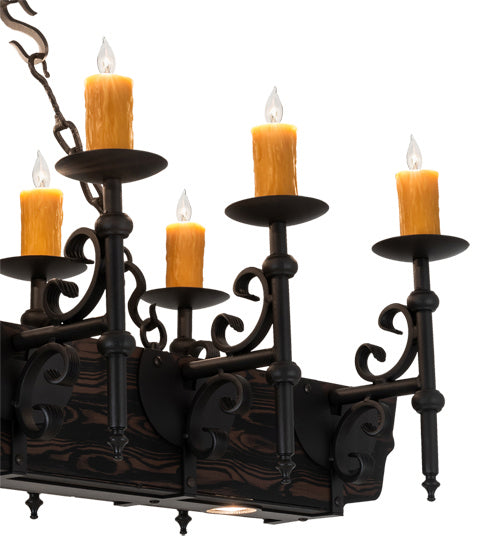 Meyda Tiffany 234824 12 Light Chandelier, Wrought Iron/Wood Grain