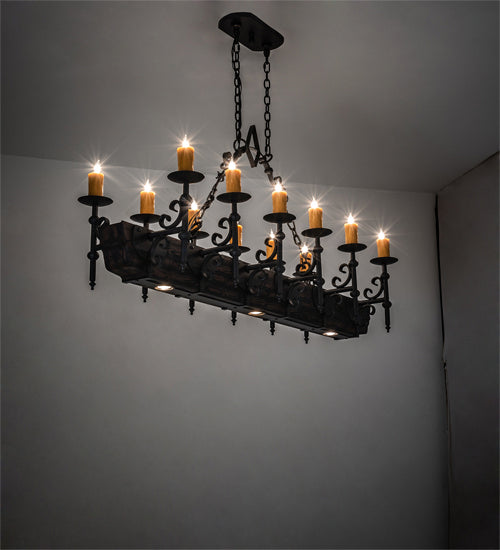 Meyda Tiffany 234824 12 Light Chandelier, Wrought Iron/Wood Grain