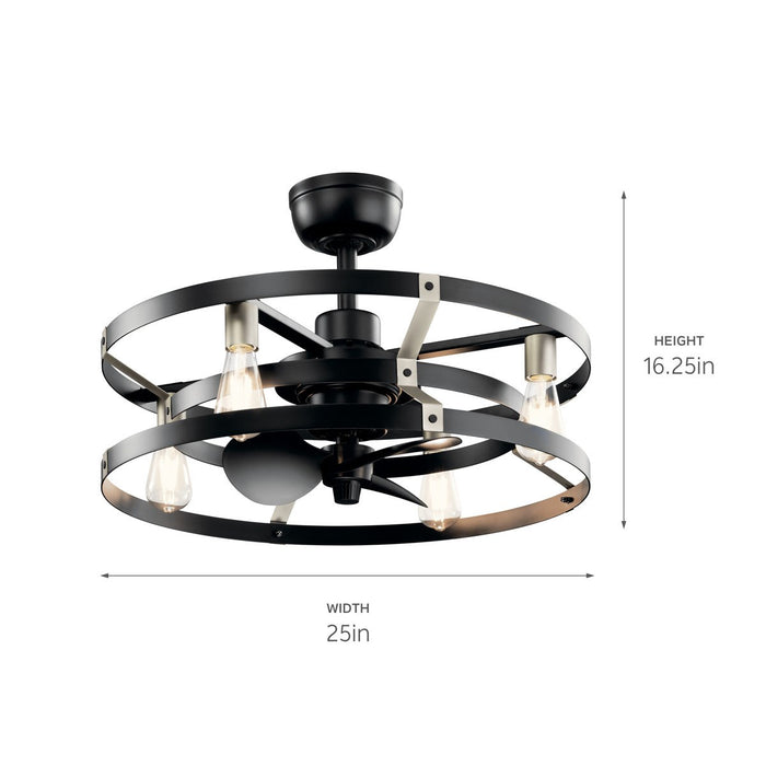 Kichler 300040SBK 25" Ceiling Fan, Satin Black