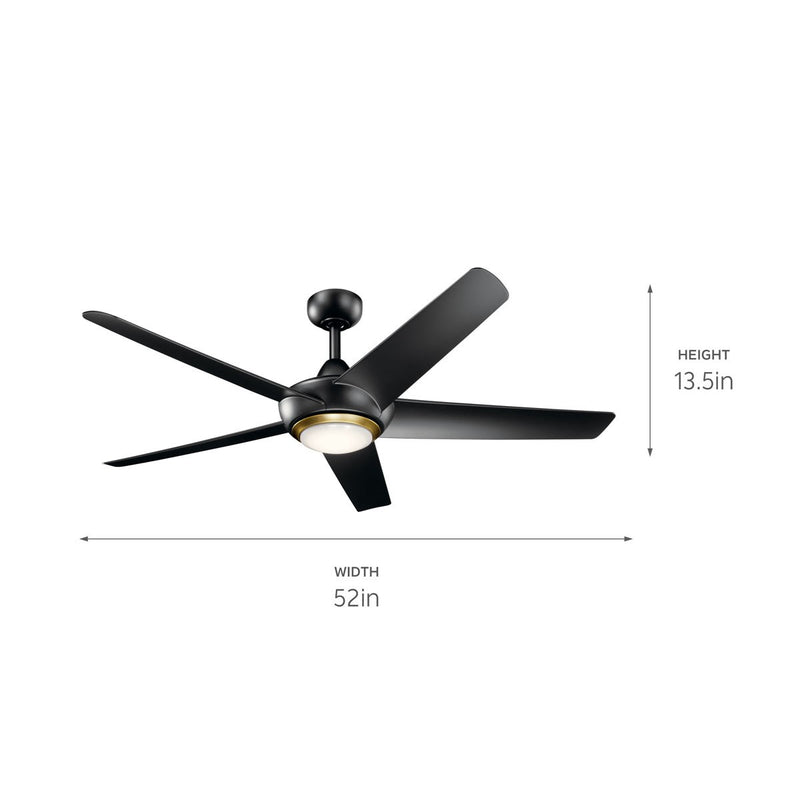 Kichler 330089SBK 52" Ceiling Fan, Satin Black