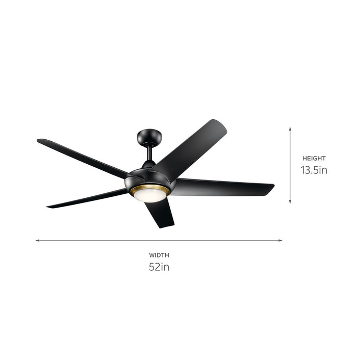 Kichler 330089SBK 52" Ceiling Fan, Satin Black