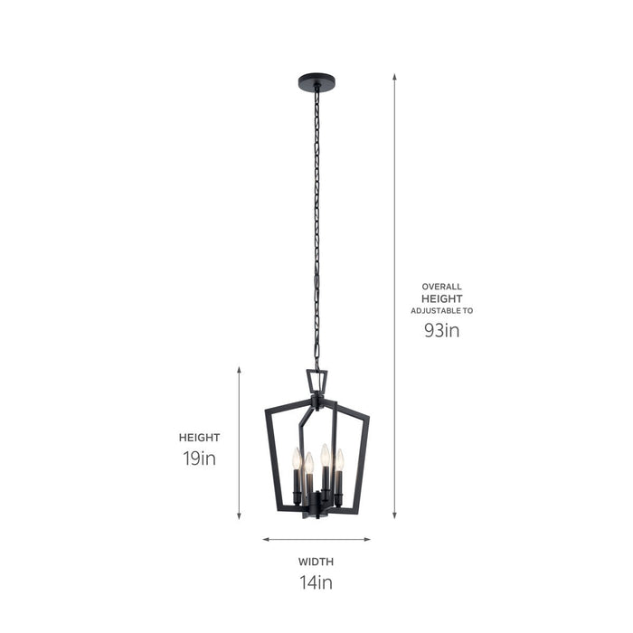 Kichler 43498BK Four Light Pendant, Black