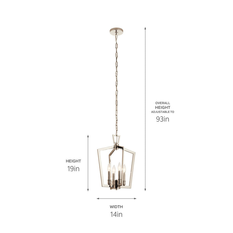 Kichler 43498PN Four Light Pendant, Polished Nickel