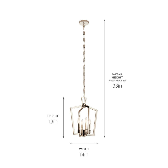 Kichler 43498PN Four Light Pendant, Polished Nickel
