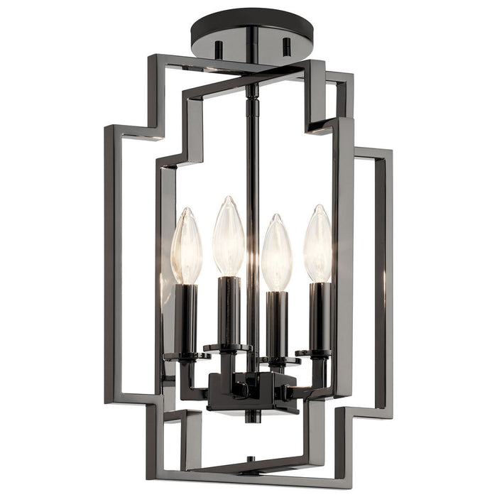 Kichler 43964MCH Four Light Pendant, Midnight Chrome