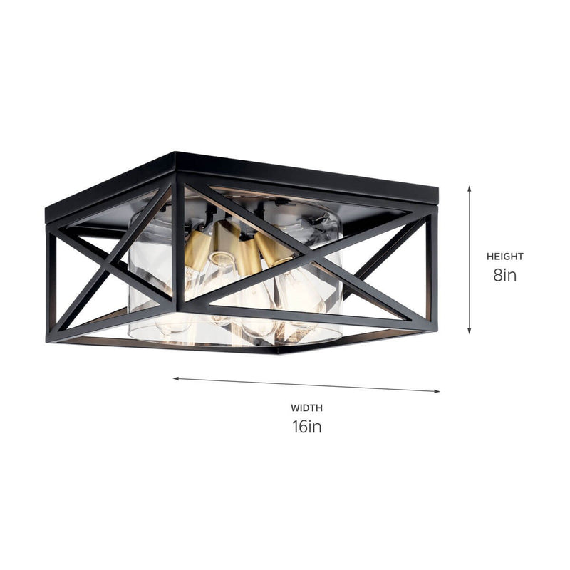 Kichler 44084BK Four Light Flush Mount, Black