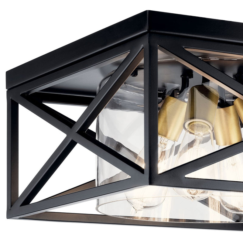 Kichler 44084BK Four Light Flush Mount, Black