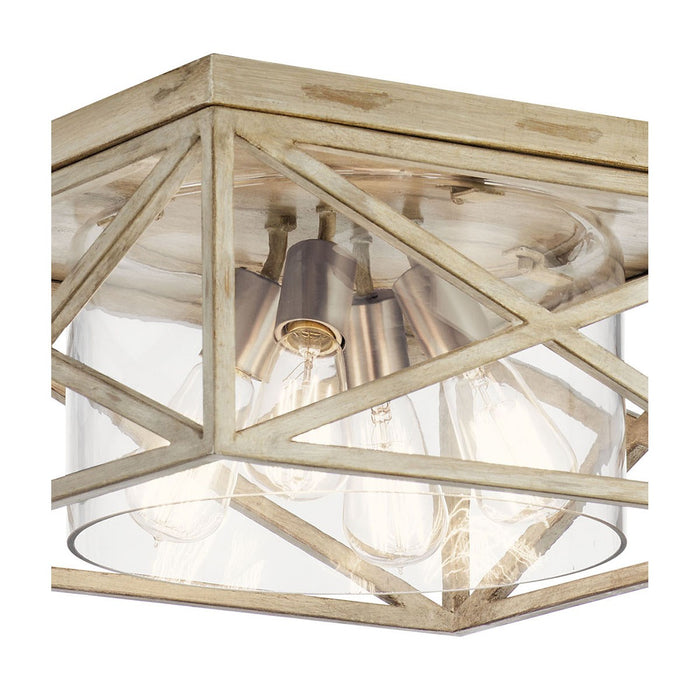 Kichler 44084DAW Four Light Flush Mount, Distressed Antique White