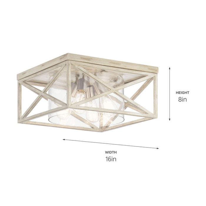 Kichler 44084DAW Four Light Flush Mount, Distressed Antique White