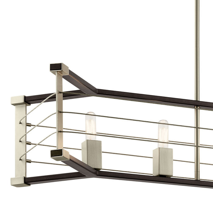 Kichler 44252MOK Seven Light Linear Chandelier, Midnight Oak