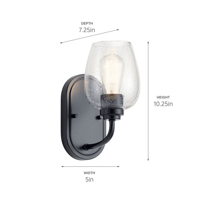 Kichler 44381BKCS One Light Wall Sconce, Black