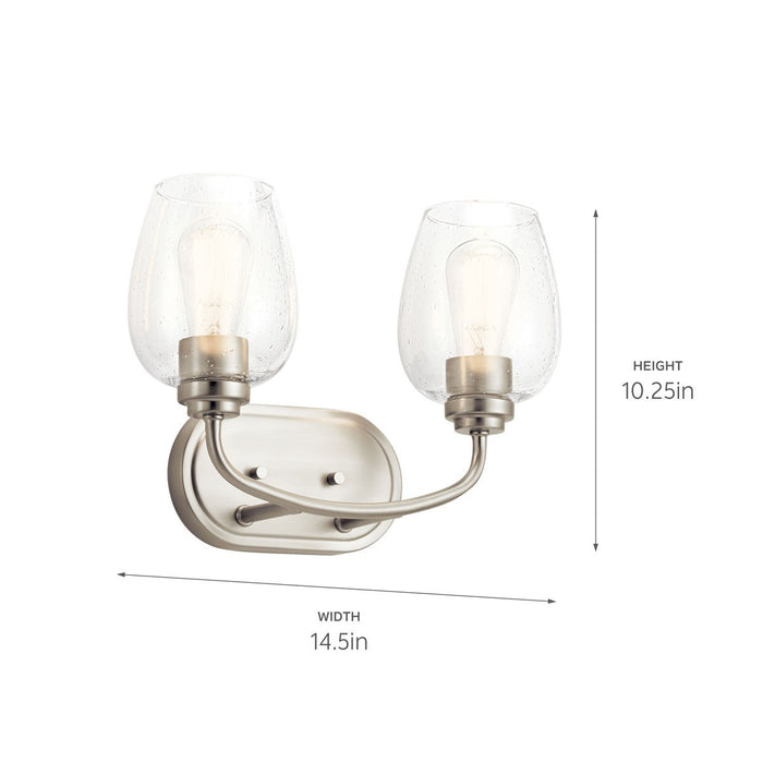 Kichler 45128NICS Two Light Bath, Brushed Nickel