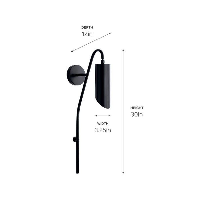 Kichler 52165BK One Light Wall Sconce, Black