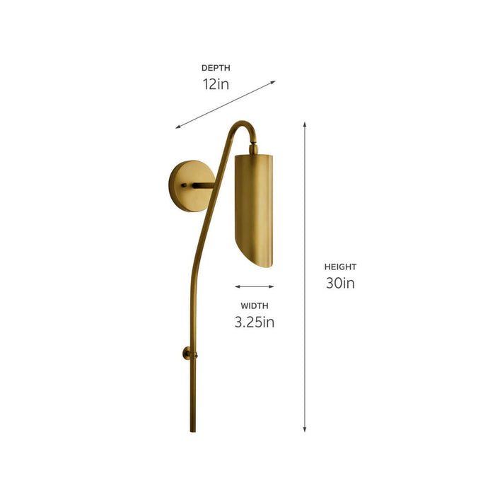 Kichler 52165NBR One Light Wall Sconce, Natural Brass
