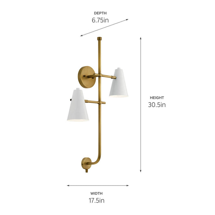 Kichler 52174WH Two Light Wall Sconce, White