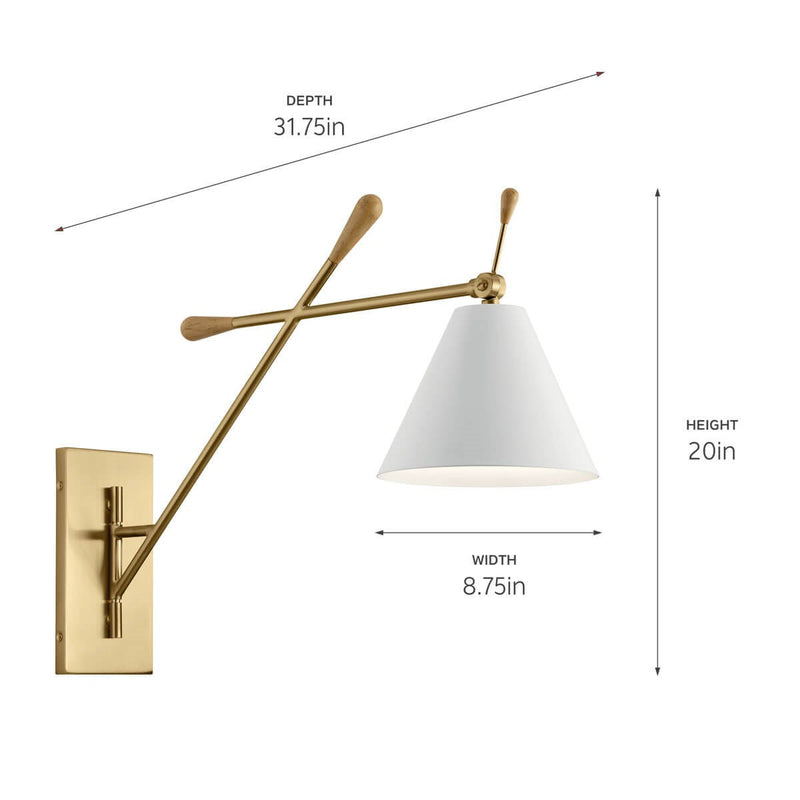 Kichler 52339CG One Light Wall Sconce, Champagne Gold