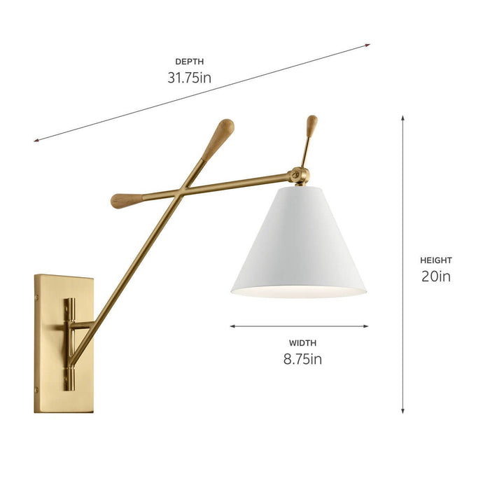 Kichler 52339CG One Light Wall Sconce, Champagne Gold