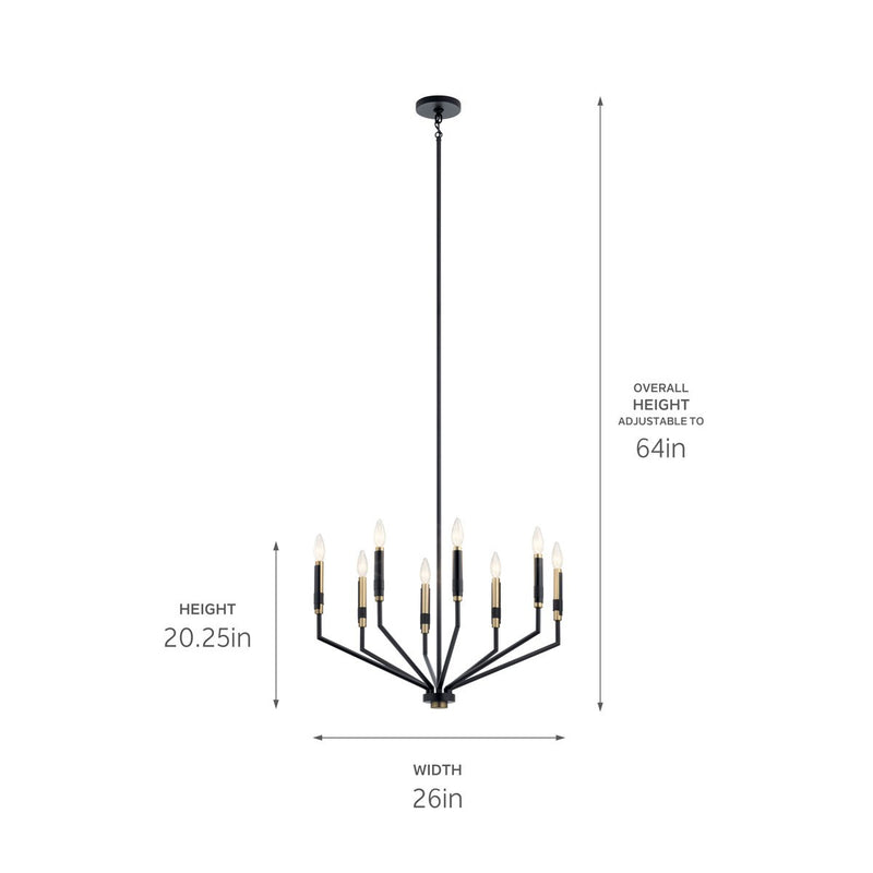 Kichler 52349BK Eight Light Chandelier, Black