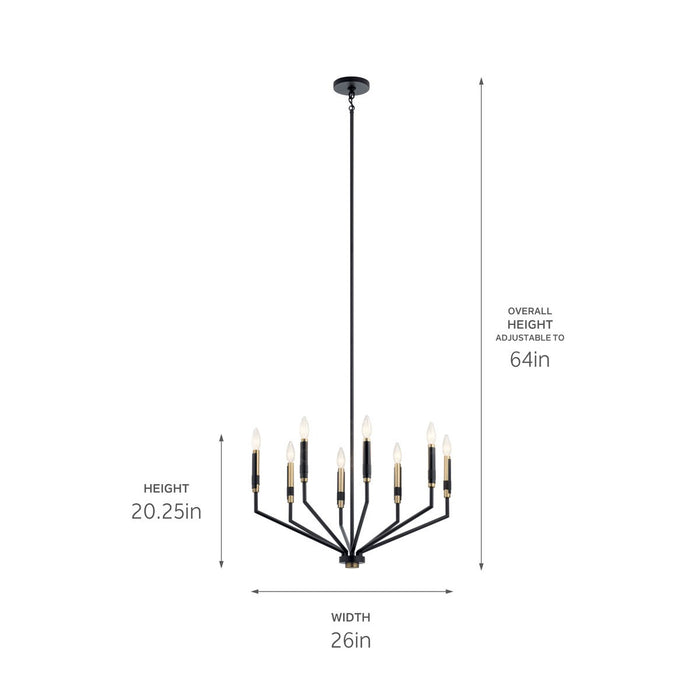Kichler 52349BK Eight Light Chandelier, Black