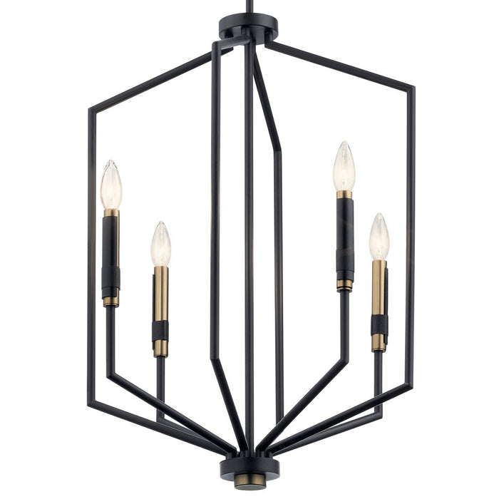 Kichler 52351BK Four Light Foyer Pendant, Black