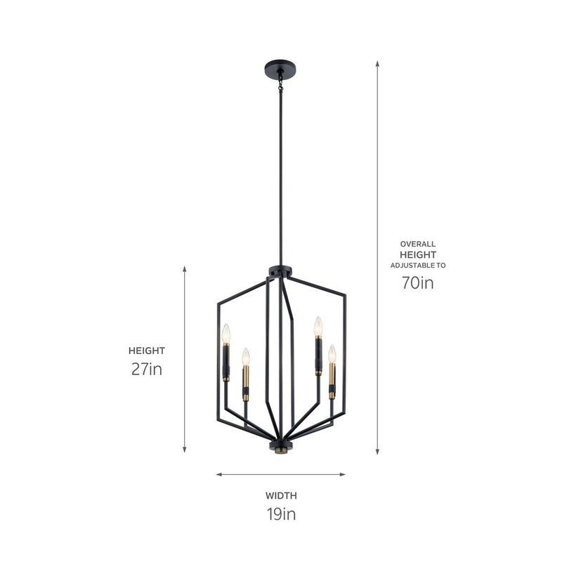 Kichler 52351BK Four Light Foyer Pendant, Black