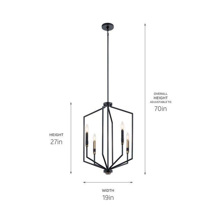 Kichler 52351BK Four Light Foyer Pendant, Black