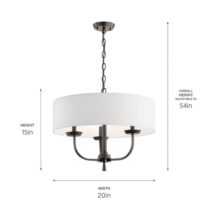 Kichler 52384OZ Three Light Chandelier, Olde Bronze