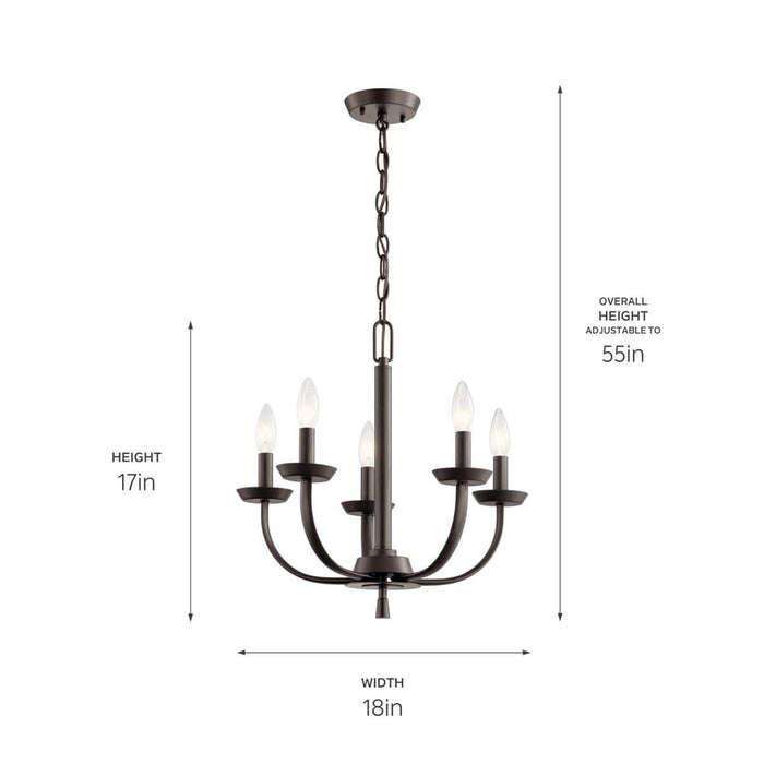 Kichler 52385OZ Five Light Chandelier, Olde Bronze