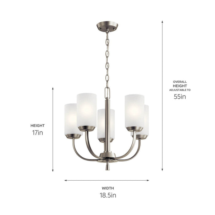 Kichler 52386NI Five Light Chandelier, Brushed Nickel