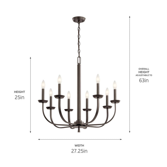 Kichler 52388OZ Eight Light Chandelier, Olde Bronze