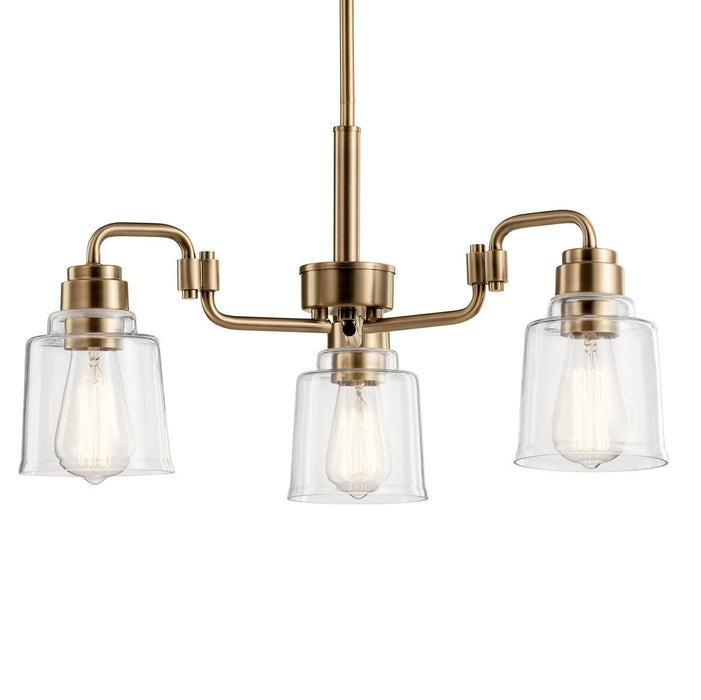 Kichler 52397WBR Three Light Chandelier, Weathered Brass