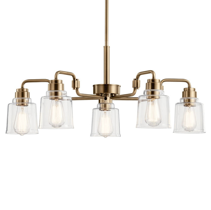 Kichler 52398WBR Five Light Chandelier, Weathered Brass