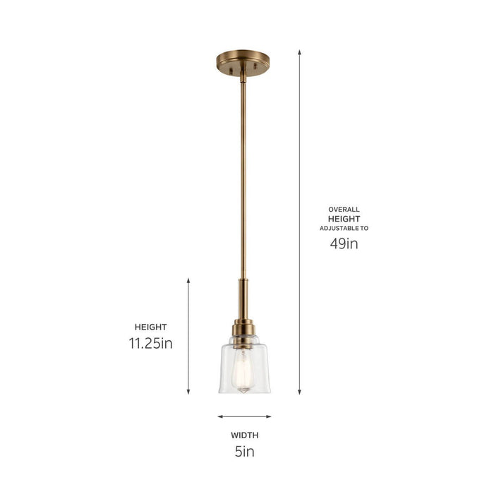 Kichler 52399WBR One Light Mini Pendant, Weathered Brass