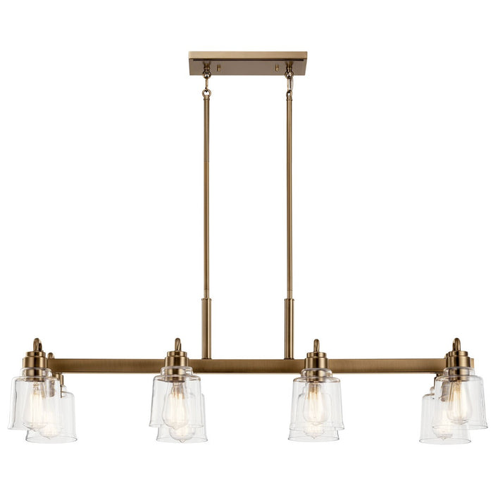 Kichler 52400WBR Eight Light Linear Chandelier, Weathered Brass