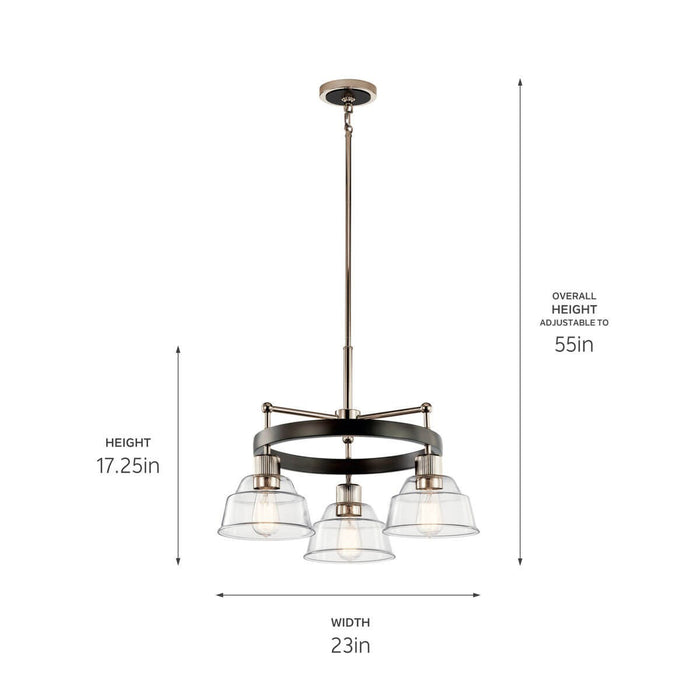 Kichler 52402PN Three Light Chandelier, Polished Nickel