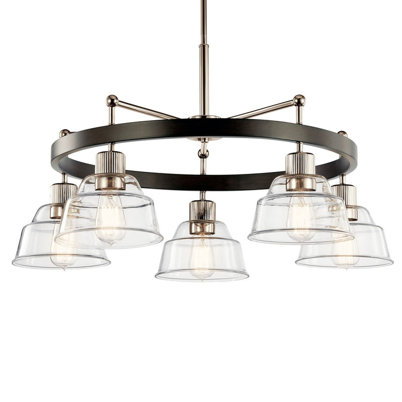 Kichler 52403PN Five Light Chandelier, Polished Nickel