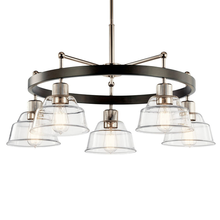 Kichler 52403PN Five Light Chandelier, Polished Nickel