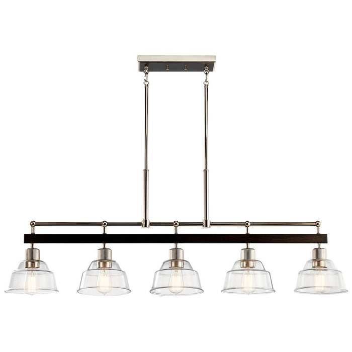 Kichler 52404PN Five Light Linear Chandelier, Polished Nickel