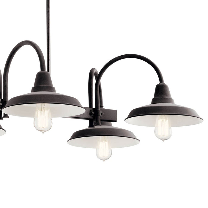 Kichler 52408WZC Six Light Linear Chandelier, Weathered Zinc