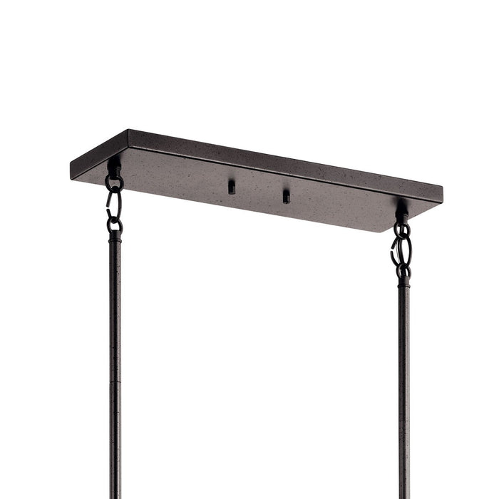 Kichler 52408WZC Six Light Linear Chandelier, Weathered Zinc