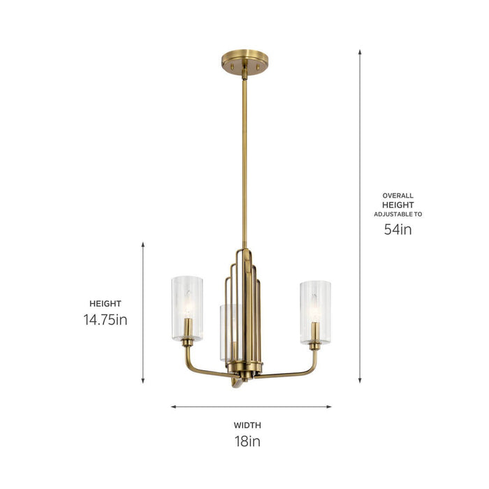 Kichler 52410BNB Three Light Chandelier, Brushed Natural Brass
