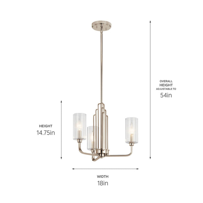 Kichler 52410PN Three Light Chandelier, Polished Nickel