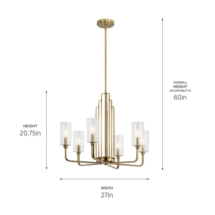 Kichler 52411BNB Six Light Chandelier, Brushed Natural Brass